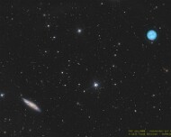 2025/04 M98 und M108 - Eulennebel mit Spiralgalaxie Der Eulennebel (Messier 97) ist ein planetarischer Nebel und befindet sich im Sternbild Großer Bär in ungefähr 3.000 Lichtjahren Entfernung Ein Stern ist...
